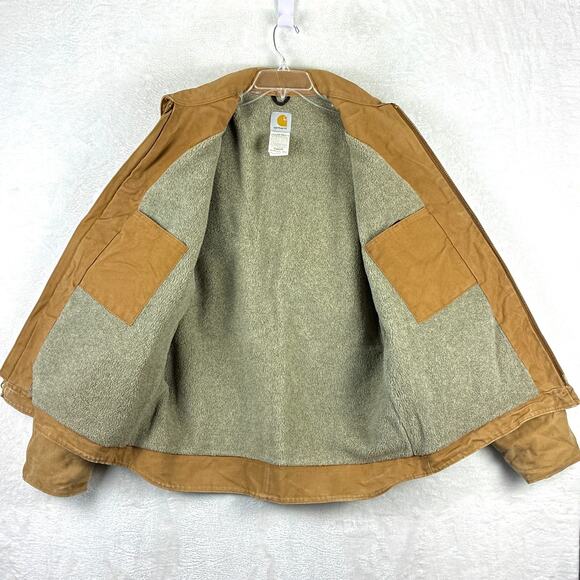VTG Carhartt Duck Ridge Sherpa Lined Barn Coat Jacket Men L Brown Faded J205 BRN - Picture 4 of 13